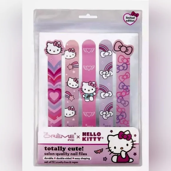 Hello Kitty The Crème Shop Nail Files Set Of 5 Salon Quality Pink Purple Gift - Picture 2 of 5